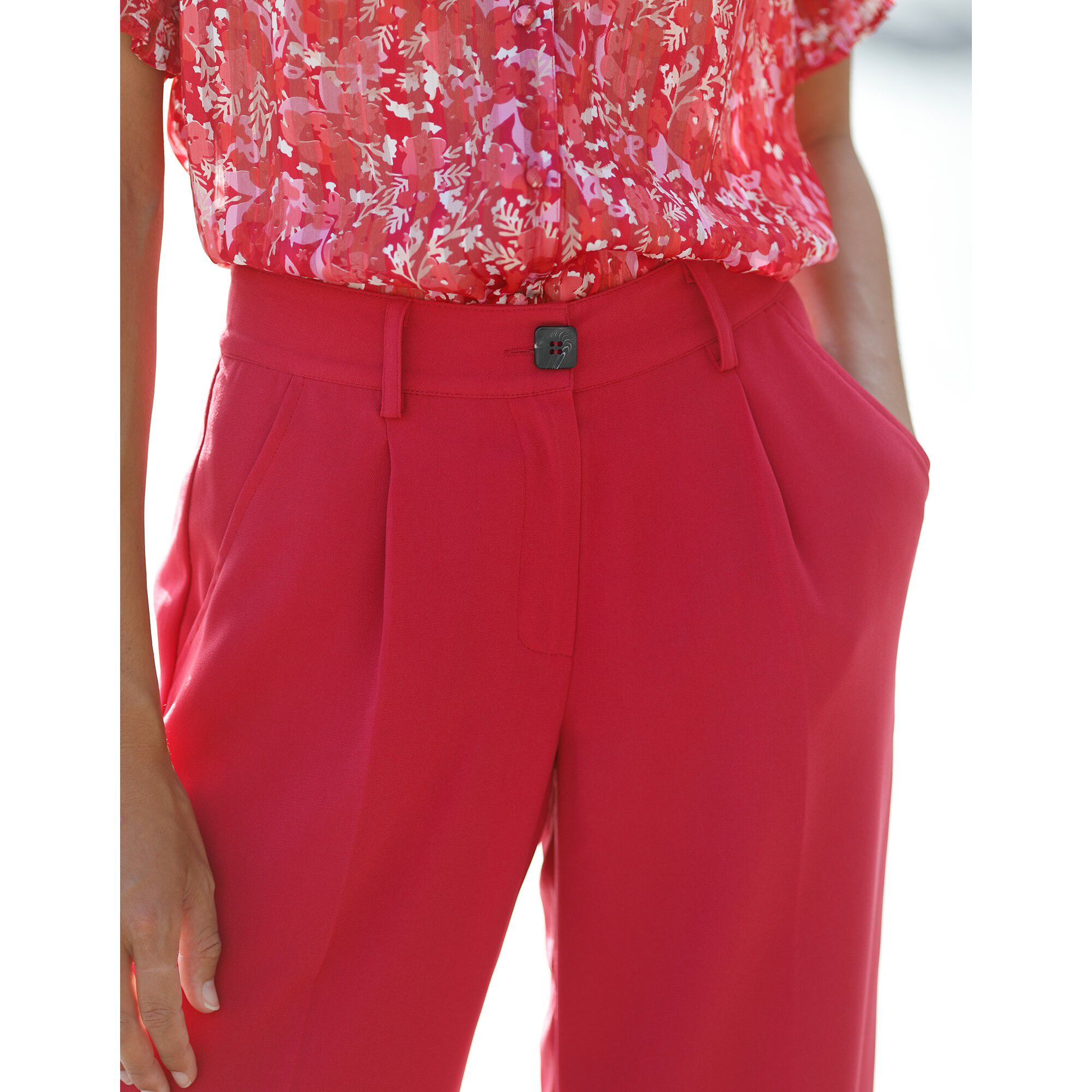 Pantalon droit large, crêpe