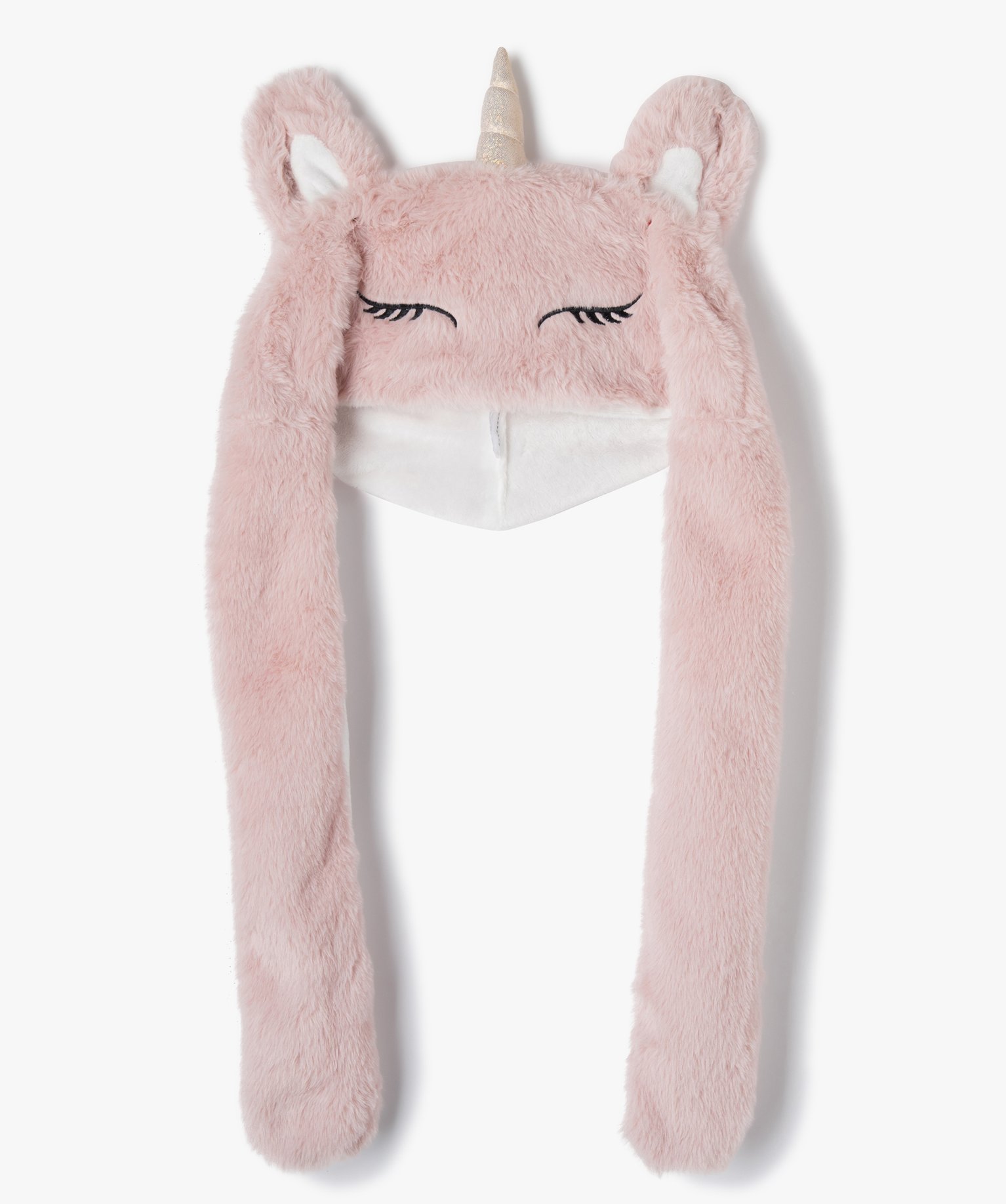 Bonnet peluche licorne avec oreilles animées fille rose | GEMO