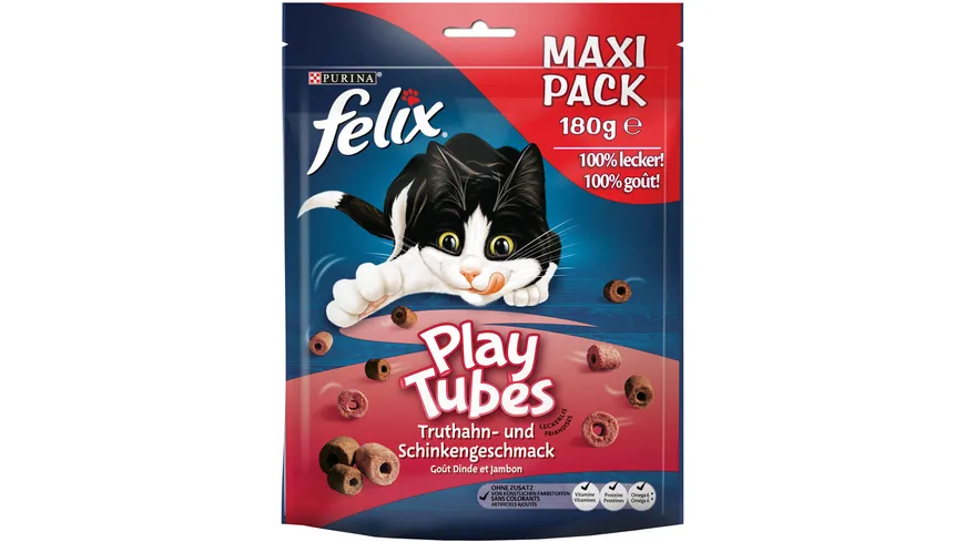PURINA FELIX Play Tubes Truthahn & Schinken Katzensnacks 180 g
