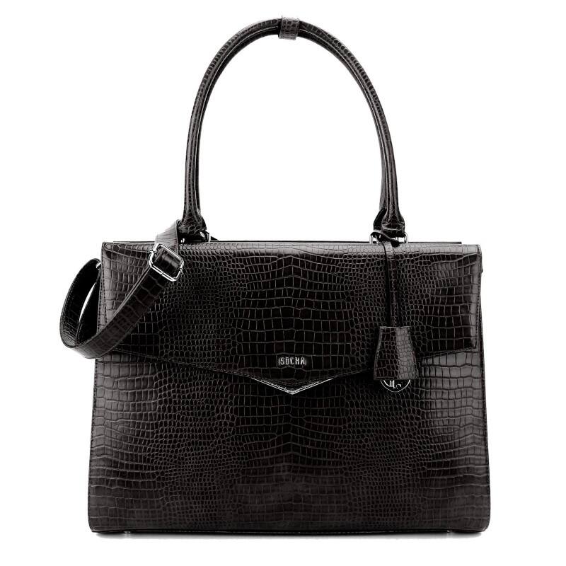 SOCHA Laptoptasche Silver Tip Croco Feinsynthetik Schwarz 15.6 