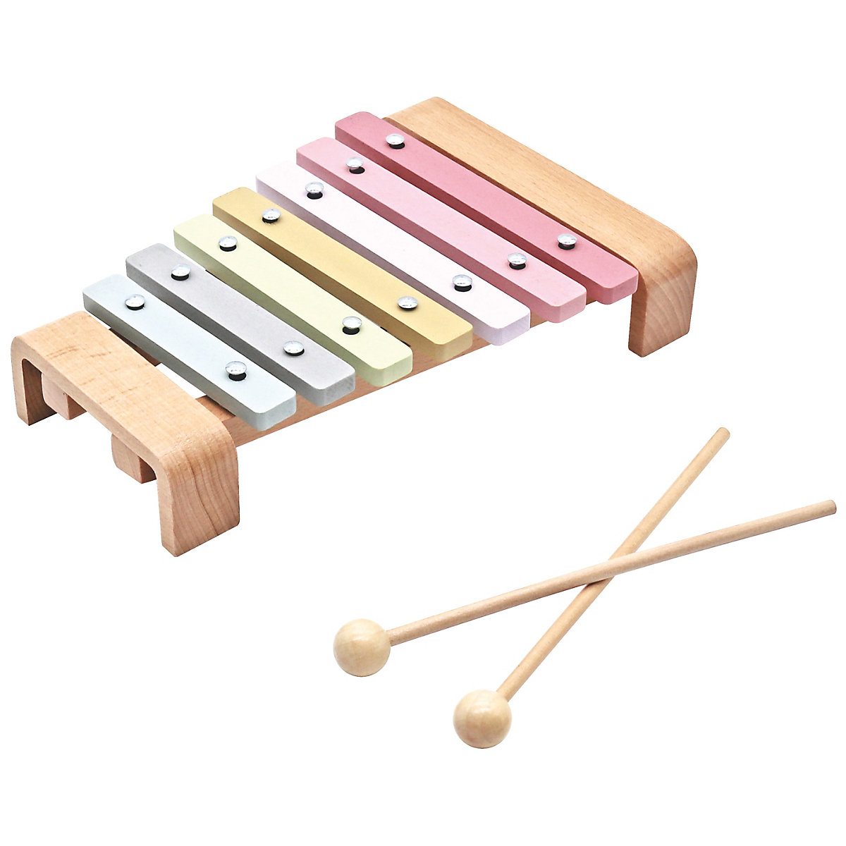 Xylophone, Pädagogisches Spielzeug für die Kleinsten, Holzkisten für Kleinkinder, Bunte Zipfelsteine mit 2 Sticks, Bunte Musikinstrument
