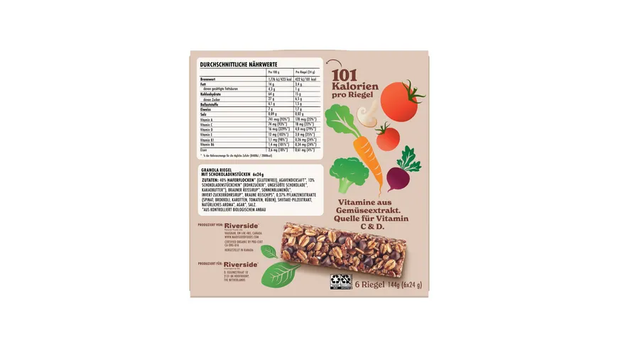MADEGOOD Bio Granola Riegel mit Schokoladenstücken 144 g