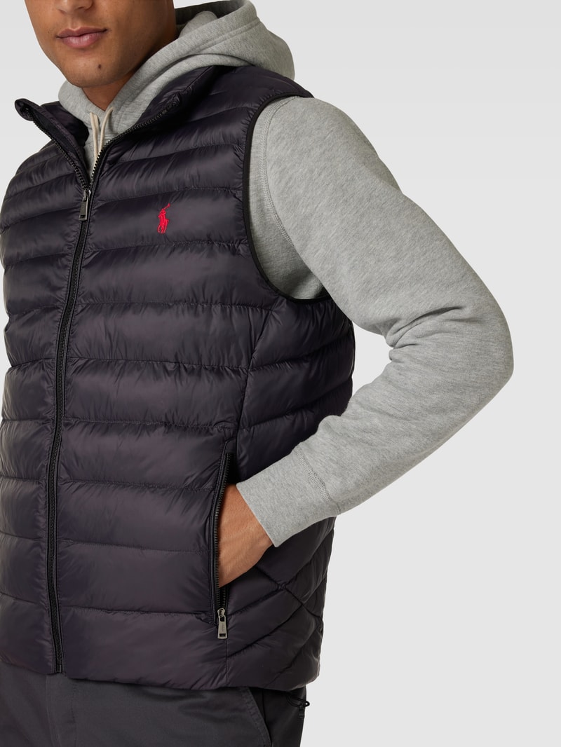 Steppweste mit Label-Stitching Modell 'TERRA' in schwarz