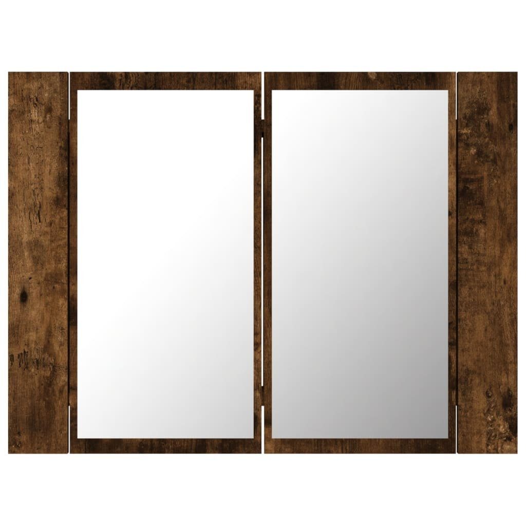 vidaXL Badezimmerspiegelschrank LED-Spiegelschrank Räuchereiche 60x12x45 cm Holzwerkstoff (1-St)
