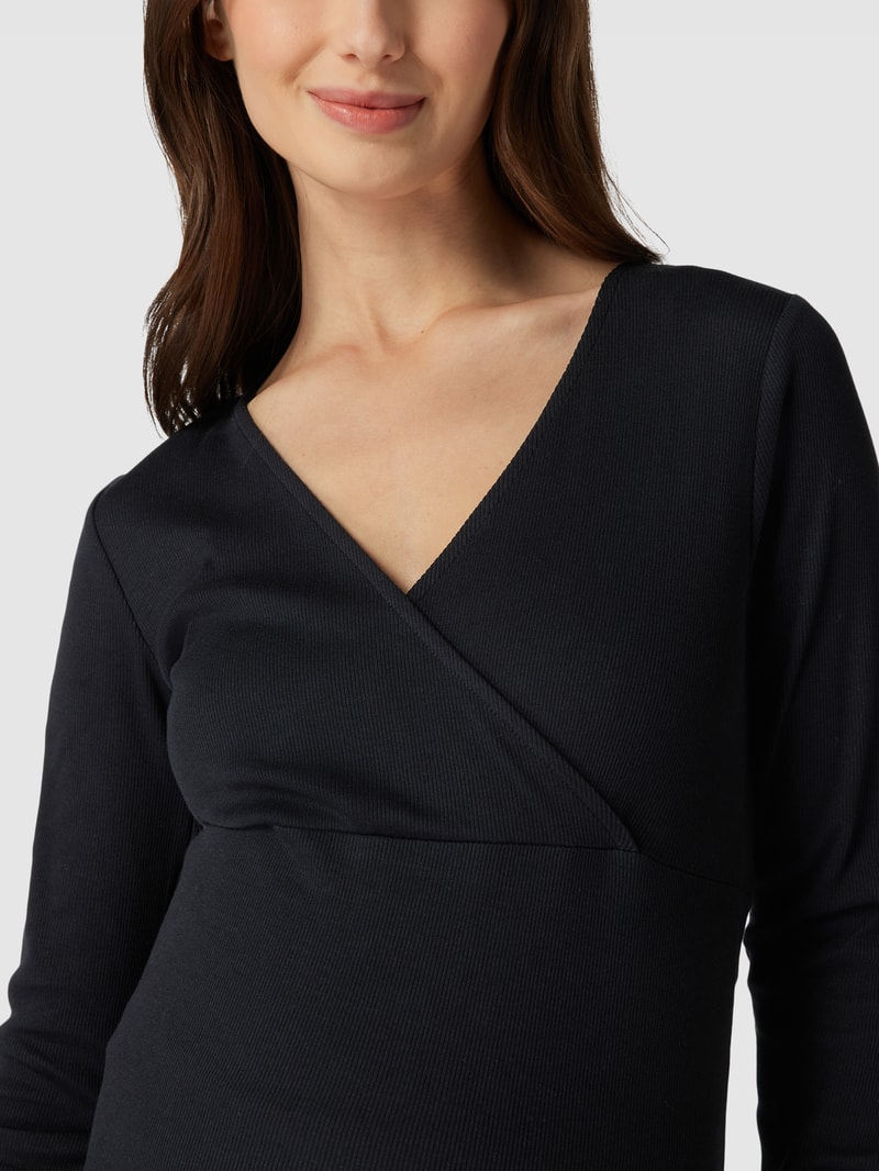 Umstands-Shirt in Ripp-Optik Modell 'ROSINA' in schwarz
