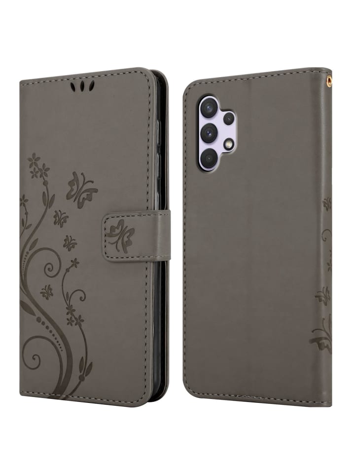 cadorabo Hülle für Samsung Galaxy A32 4G Blumen Design in FLORAL GRAU günstig kaufen onesize