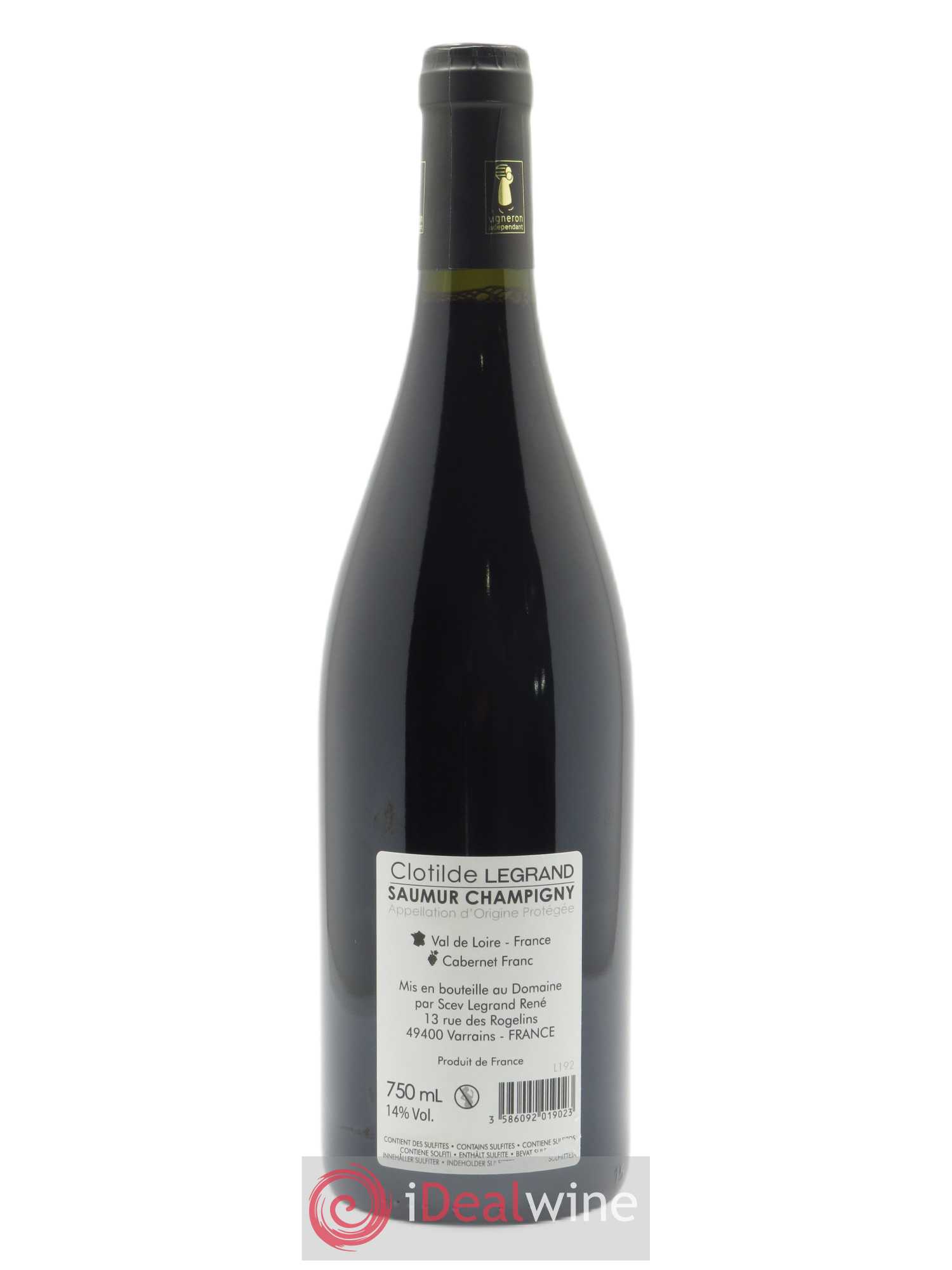 Saumur-Champigny Les Lizières Clotilde Legrand (anciennement René-Noël Legrand)  2019 - Lot de 1 Bouteille