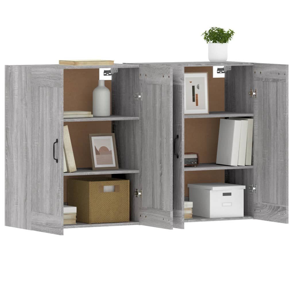 vidaXL Sideboard Wandschränke 2 Stk. Grau Sonoma Holzwerkstoff (2 St)