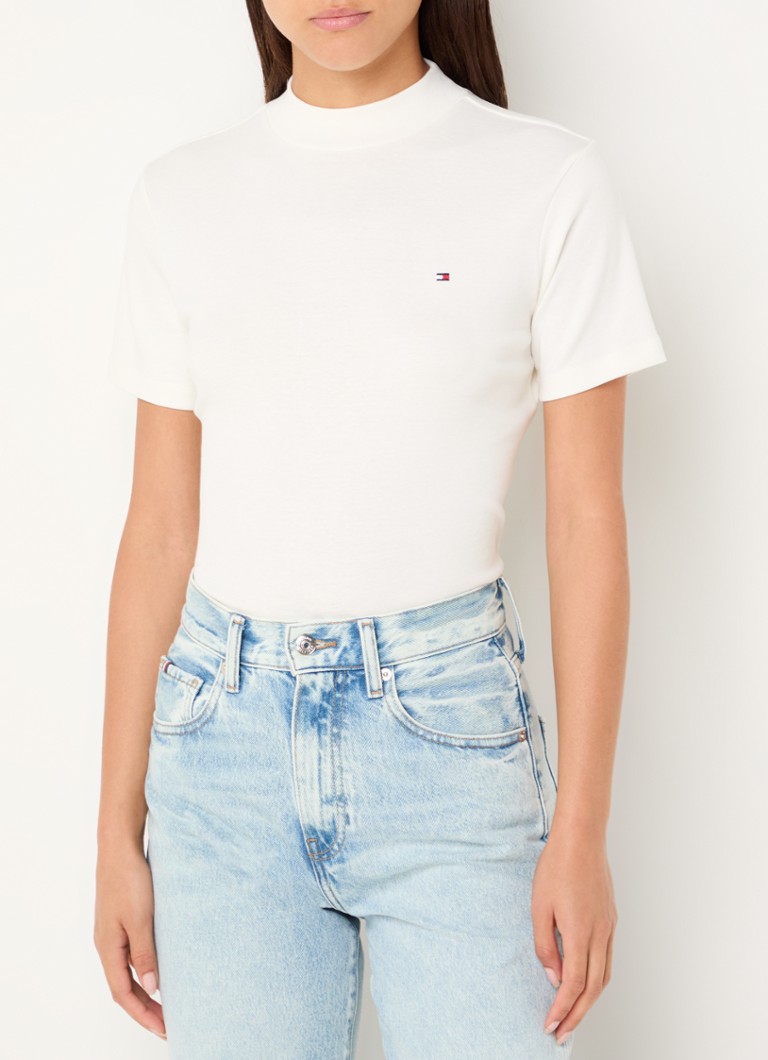 Tommy Hilfiger  T-shirt met opstaande kraag en logo