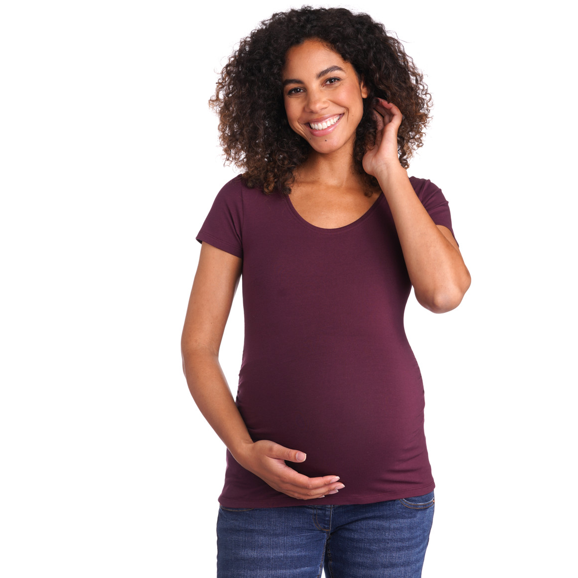 2 Damen Umstands-T-Shirts mit Raffung