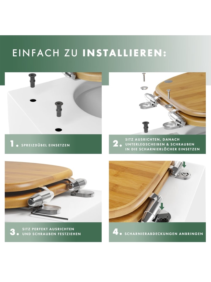 Benkstein BENKSTEIN Premium Bambus-WC-Sitz, oval - Soft-Close- und Quick-Release-Funktion günstig kaufen onesize