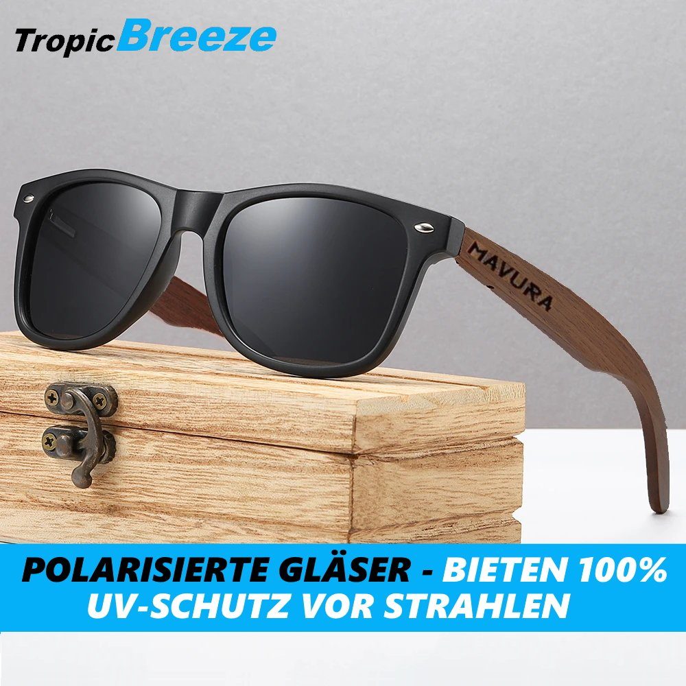 MAVURA Sonnenbrille TropicBreeze Walnussholz Design Sonnenbrille Natürliche Herren Damen Holz Mode Brille Polarisiert Pilot UV400