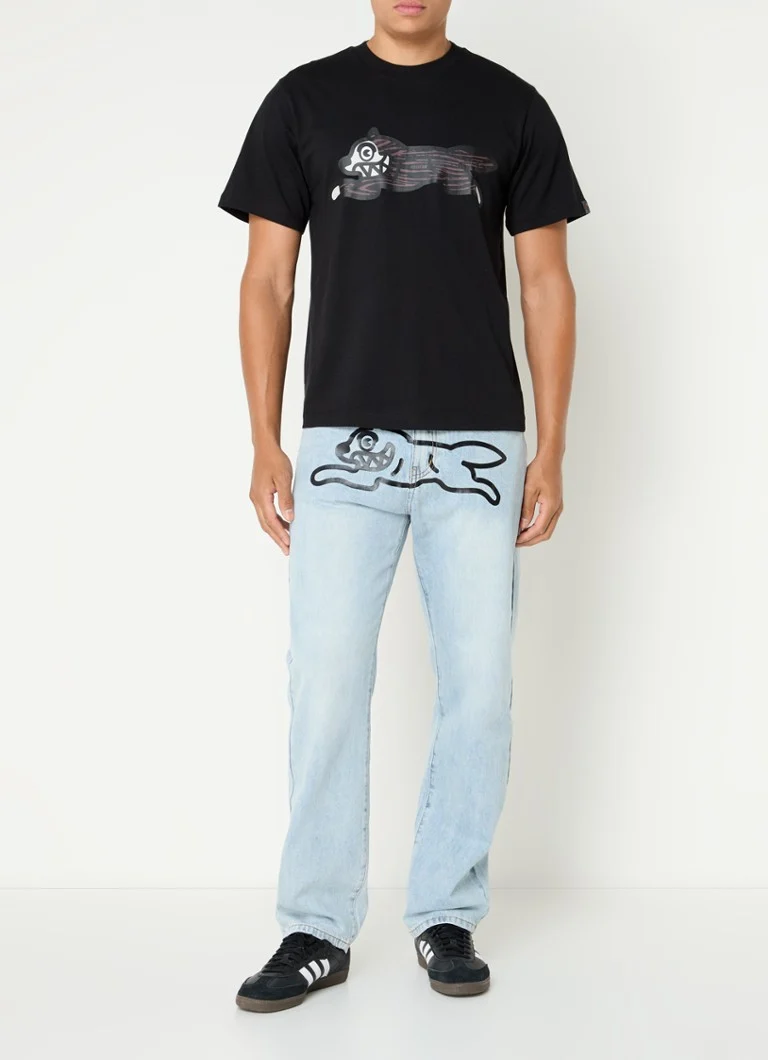 Tricou ICECREAM cu logo imprimat și motiv cu câini de vânătoare cu efect de lemn.