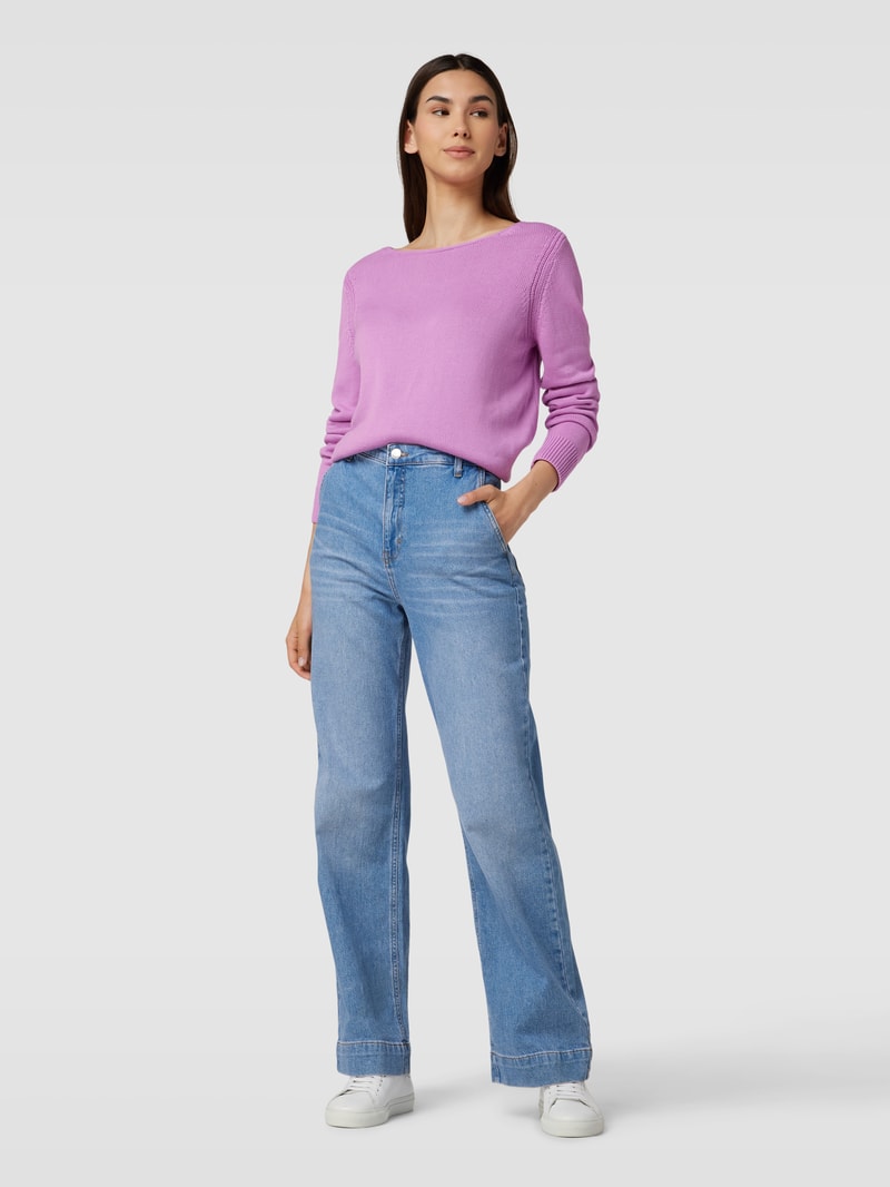 Strickpullover mit U-Boot-Ausschnitt in violett