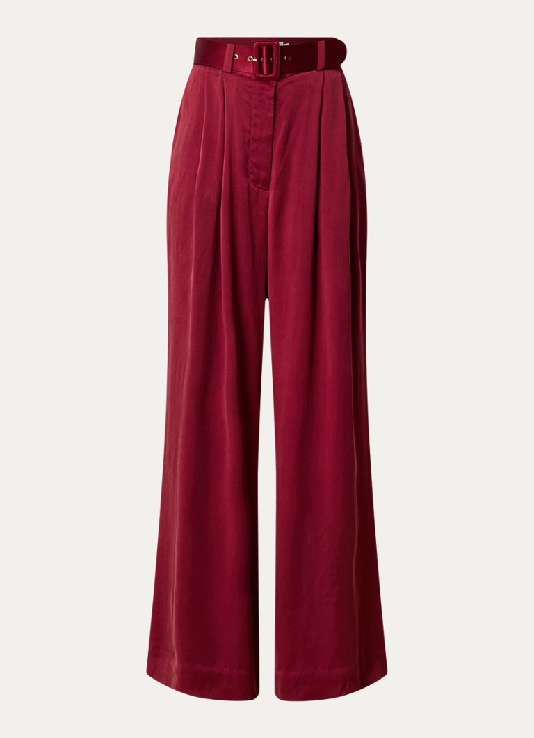 Pantaloni palazzo in seta a vita alta e gamba larga Zimmermann con cintura