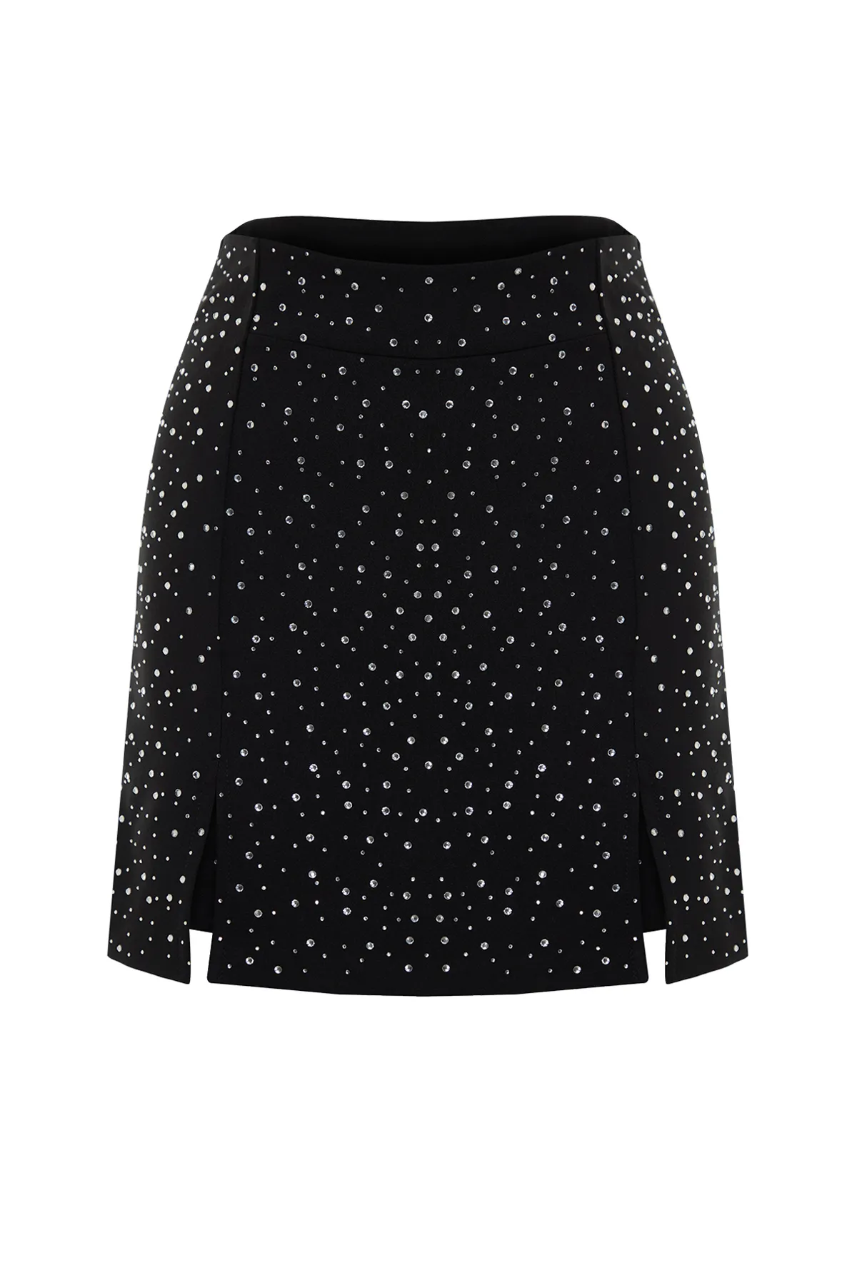 Trendyol Collection  Schwarzer, glänzender, juwelenbesetzter Shorts-Rock TPRSS24ET00007