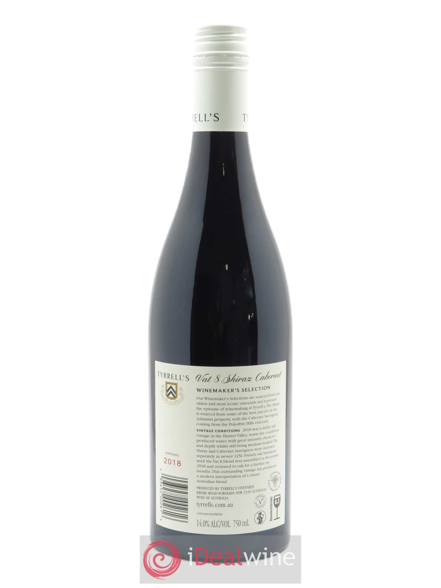 Hunter Valley Tyrrell's Wines Vat 8 Shiraz Cabernet Sauvignon  2018 - Lot de 1 Bouteille