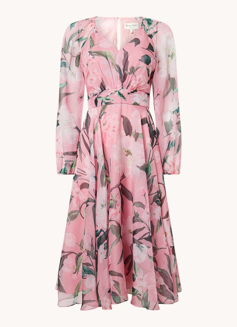 Vestido midi Phase Eight Petite Lina con estampado floral y mangas abullonadas