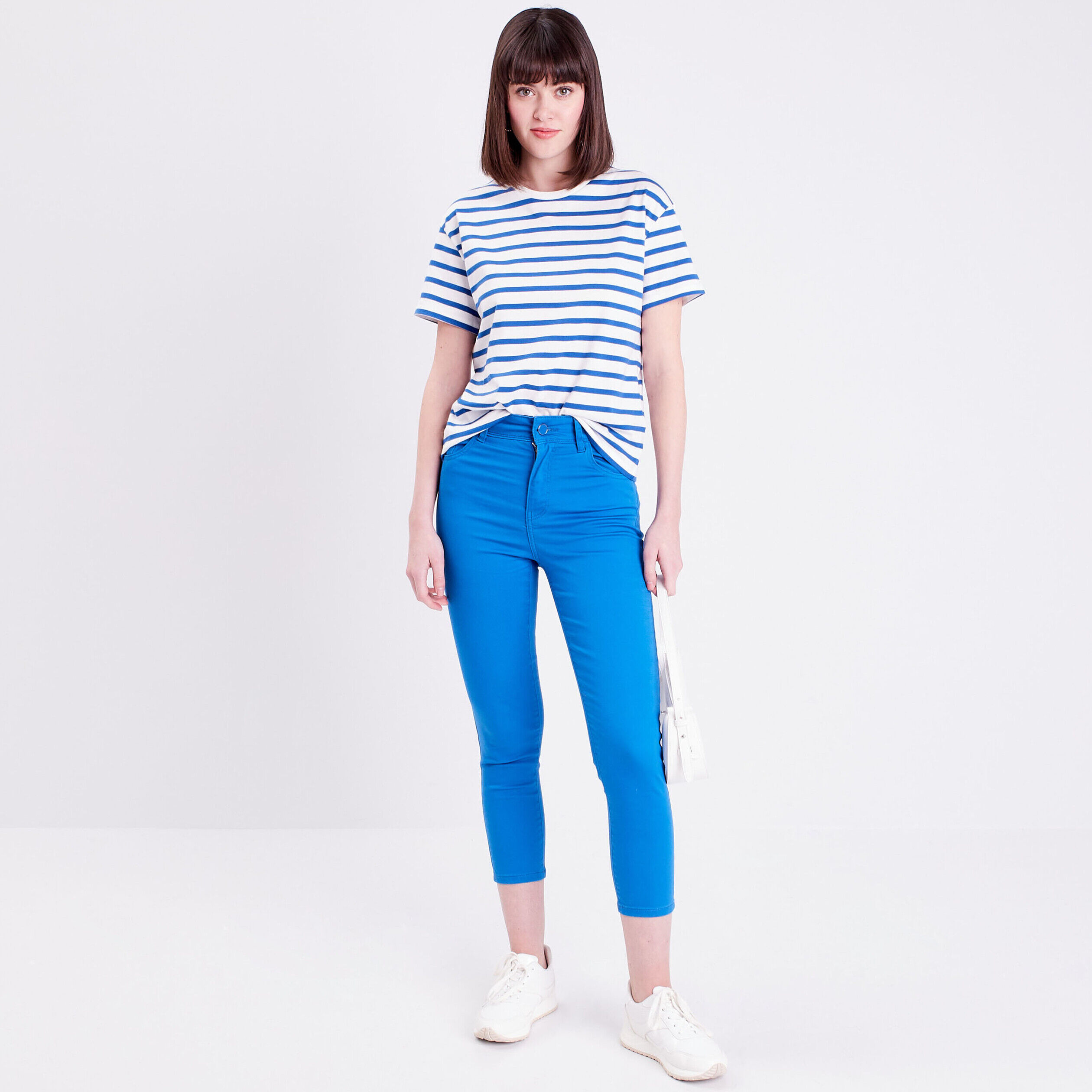Pantalon slim push up 7/8ème bleu roi femme | Cache Cache