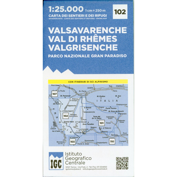 IGC Italien 1 : 25 000 Wanderkarte 102 Valsavarenche - Wanderkarte