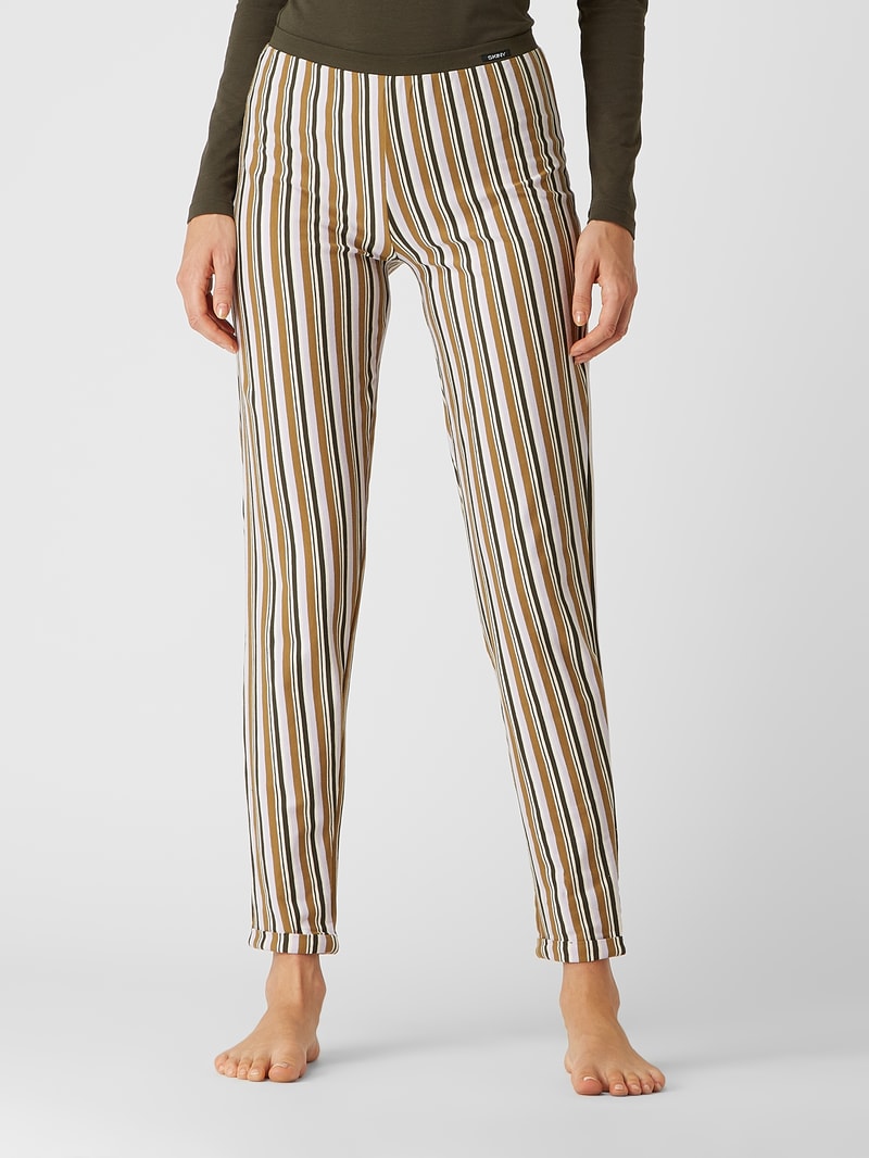 Lounge-Hose mit Streifenmuster in khaki