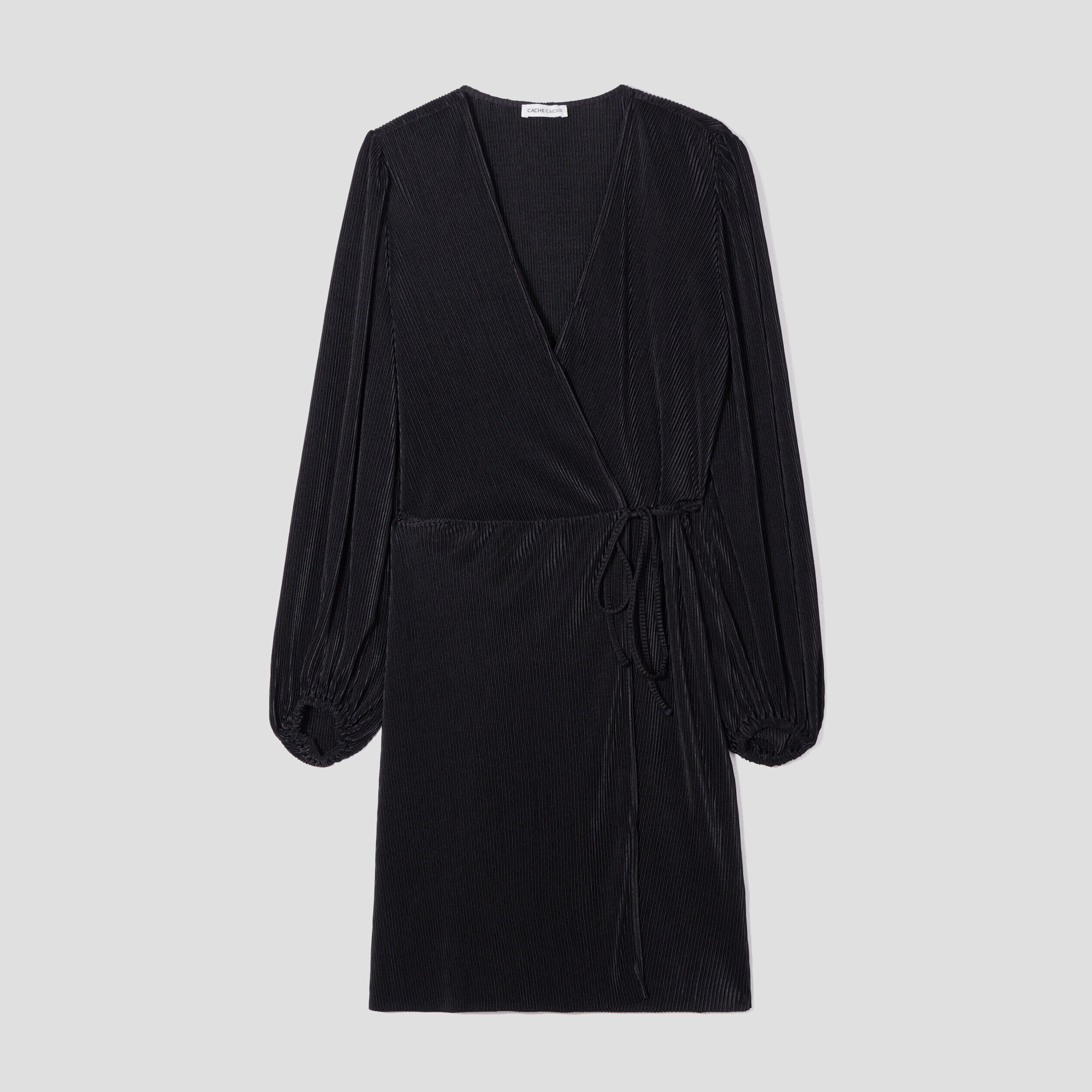 Robe cintrée plissée noir femme | Cache Cache