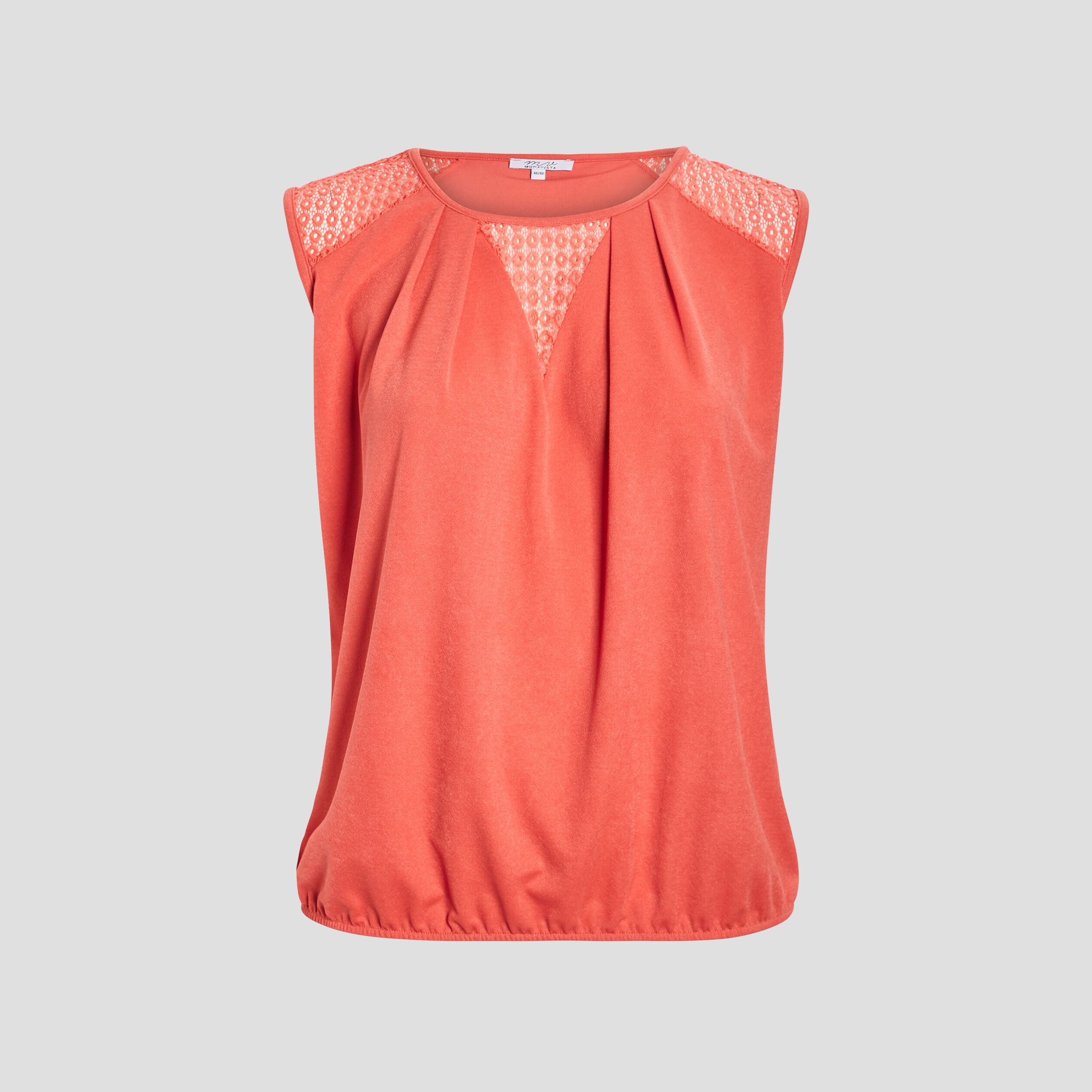 Débardeur empiècement dentelle orange corail femme grande taille | La Halle