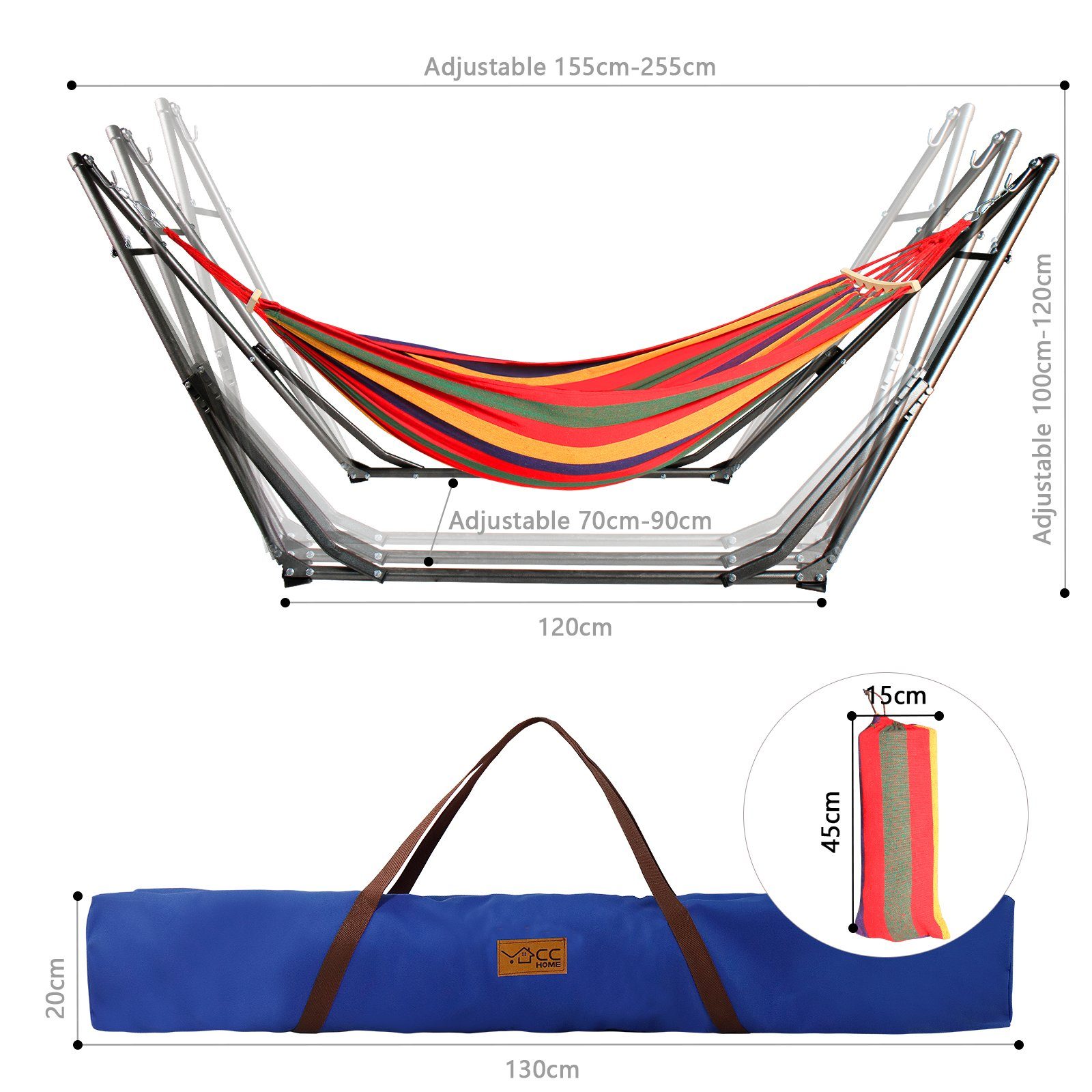 CCLIFE Hängematte Hängematte mit Gestell klappbar Outdoor Tragbar Indoor Garten, klappbar