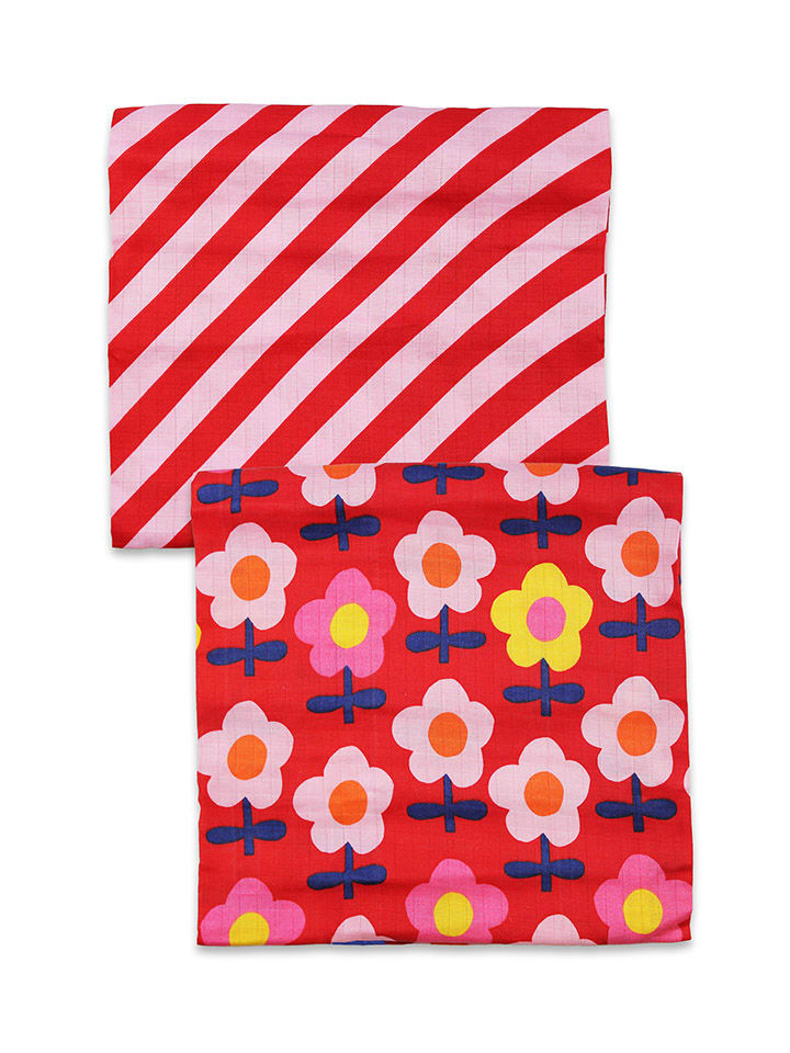 Toby Tiger 2er-Set: Spucktücher in Rot/ Bunt - (L)75 x (B)75 cm günstig kaufen onesize