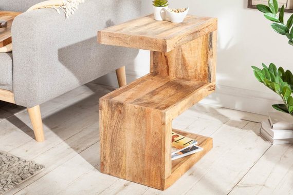 riess-ambiente Beistelltisch S 60cm natur, Massivholz · variabel stellbar · Handarbeit · Mangoholz