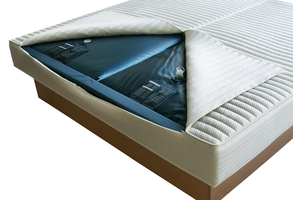 Aquasphere Premium Wasserbett mit Bettumrandung, Dual-System, 180x200, voll beruhigt, Sockel schwarz
