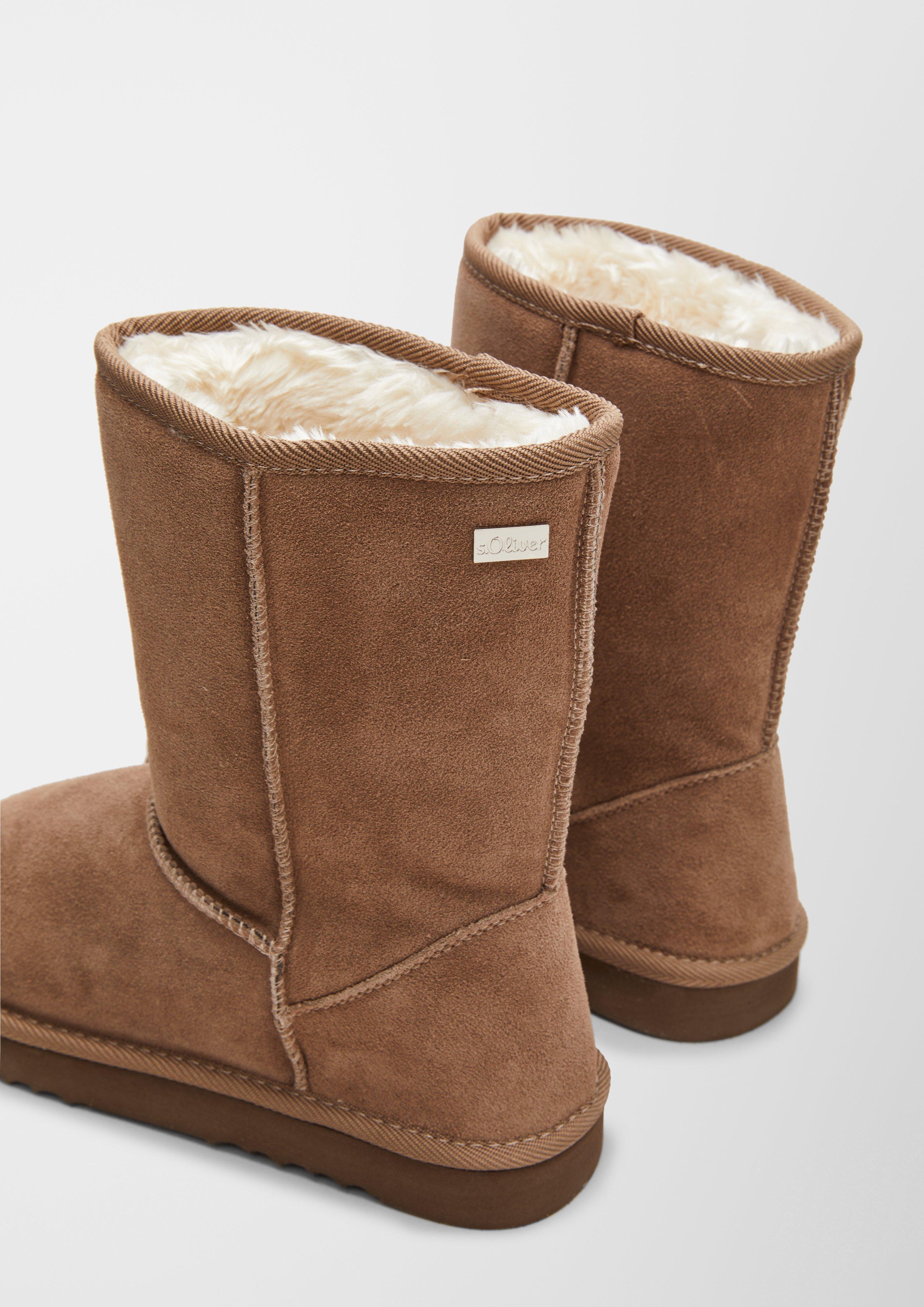 Gefütterte Velourslederstiefel  6006579-341