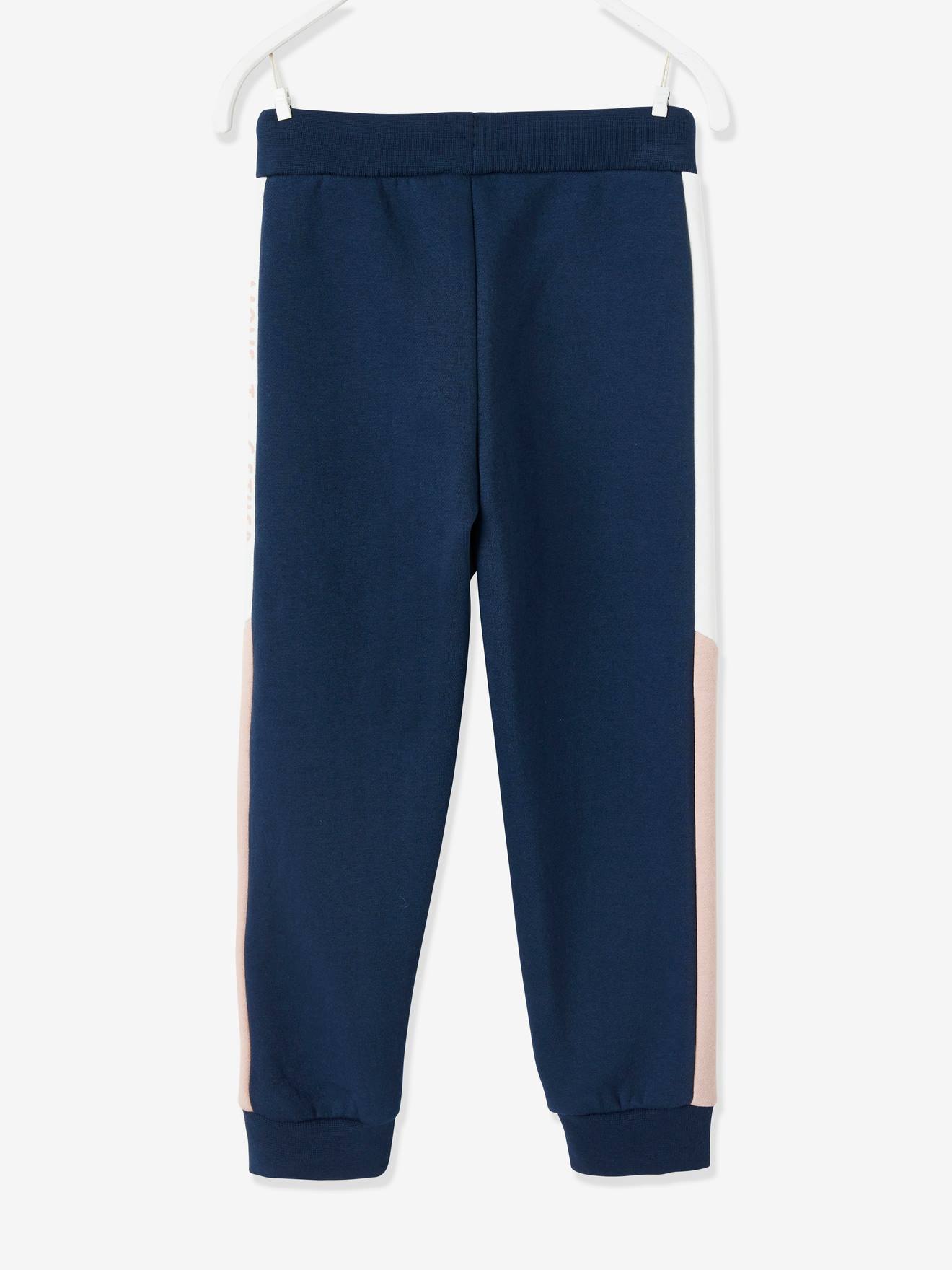 Pantalon jogging fille avec bandes côtés gris