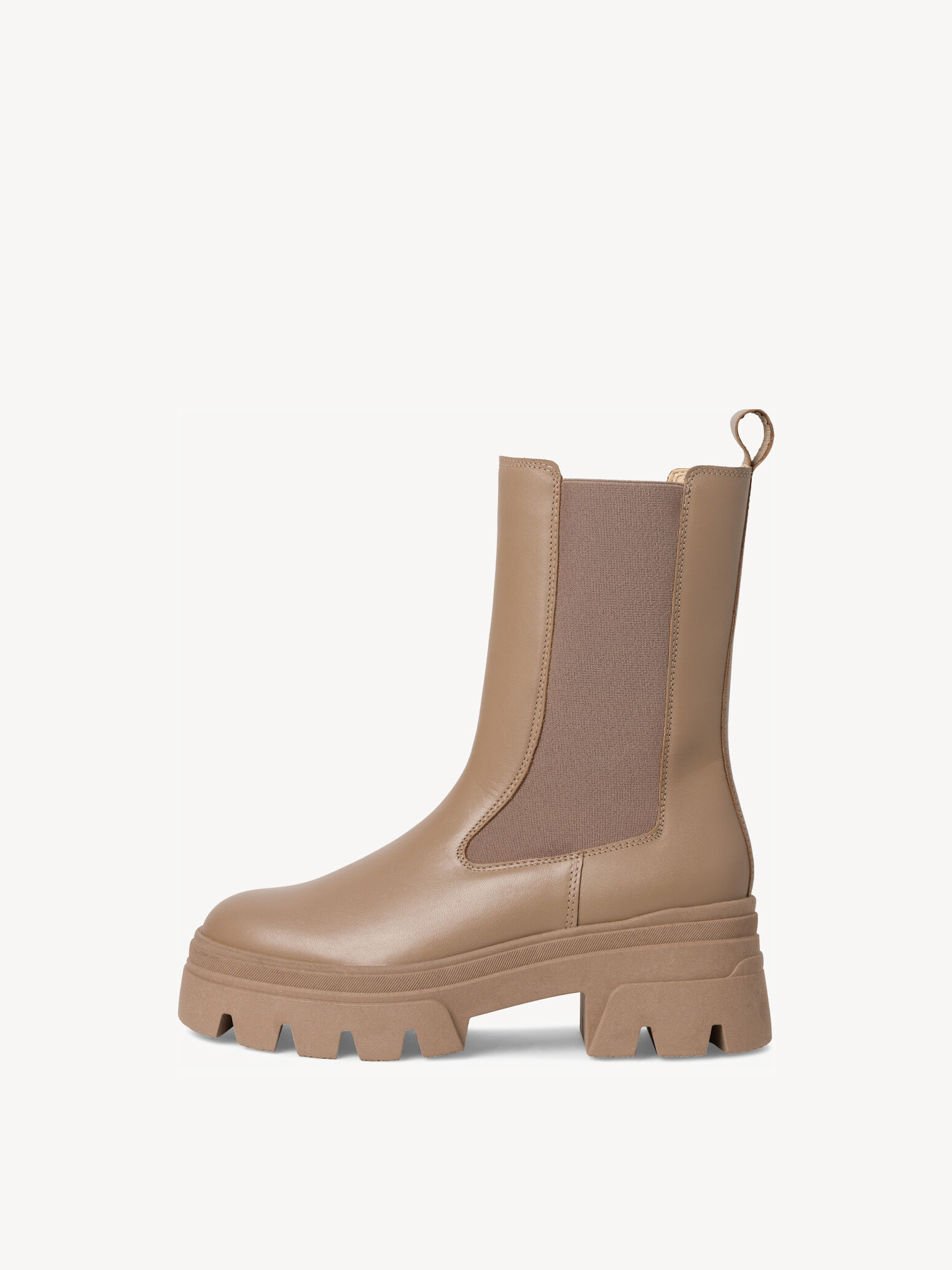 Bottine Chelsea en cuir - beige