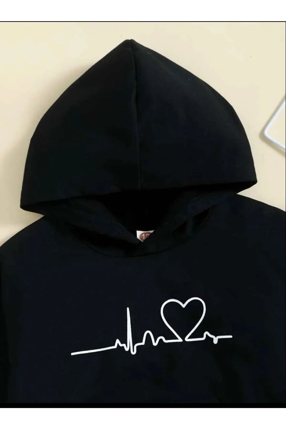 My Blog  Unisex-Overall-Trainingsanzug-Set mit Kapuze und Herzrhythmus-Aufdruck in Schwarz für Kinder