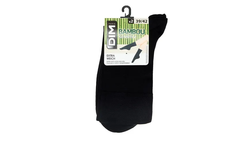 DIM Damen Socken aus Bambus-Zellstoff 2er Pack noir