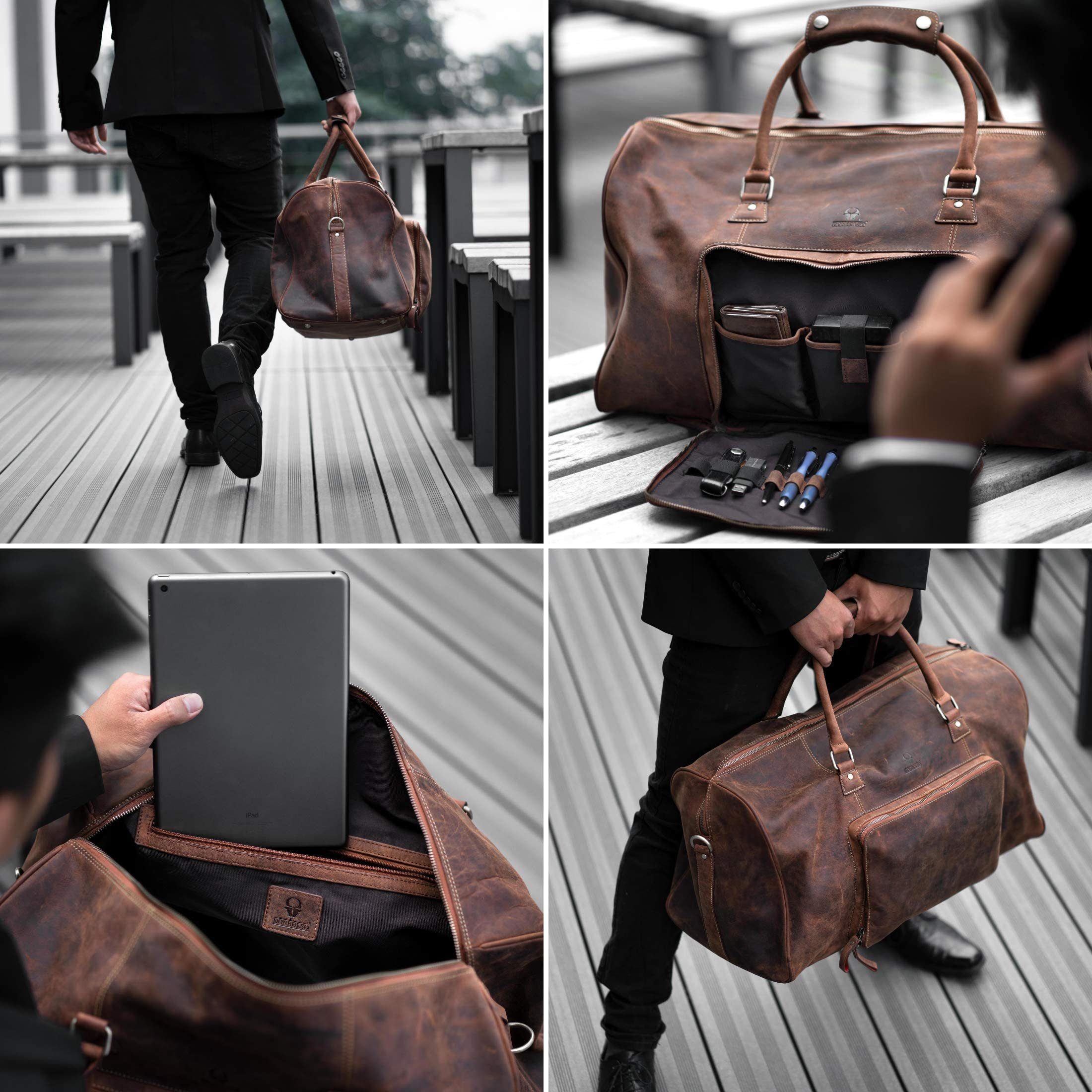 Donbolso Weekender Weekender Neapel - Reisetasche Herren groß, Leder Braun, Braun L