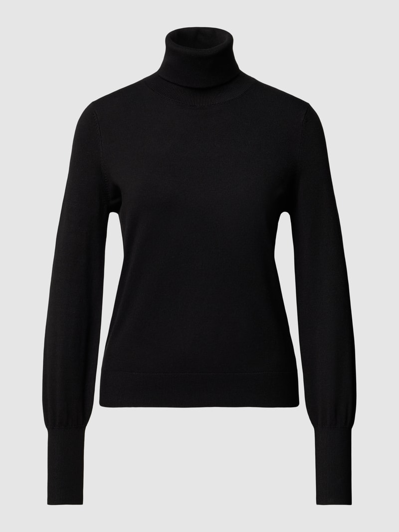 Rollkragenpullover aus Viskose-Mix im unifarbenen Design in schwarz