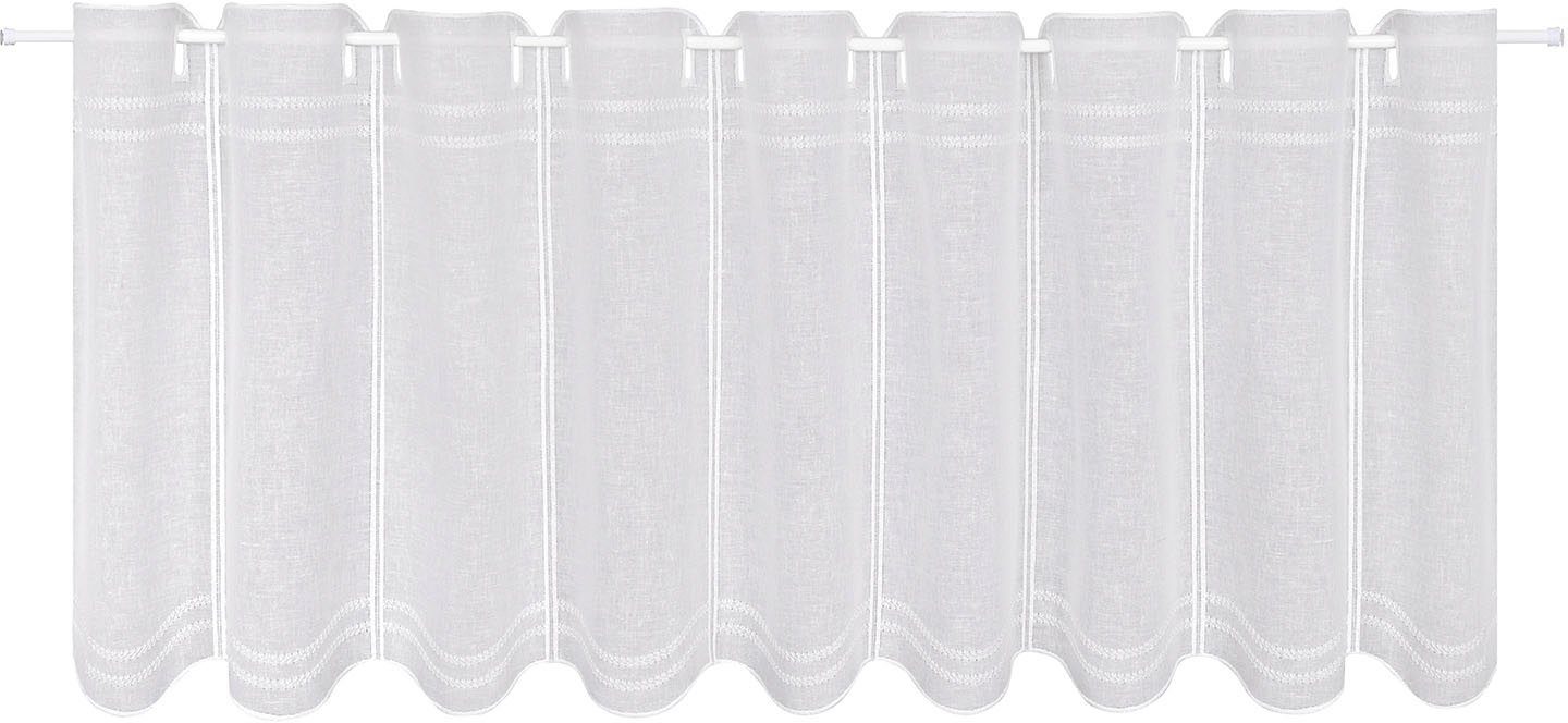 Scheibengardine Anika, Gerster, Durchzuglöcher (1 St), halbtransparent, Wirkware, SB-Stickereibistro 