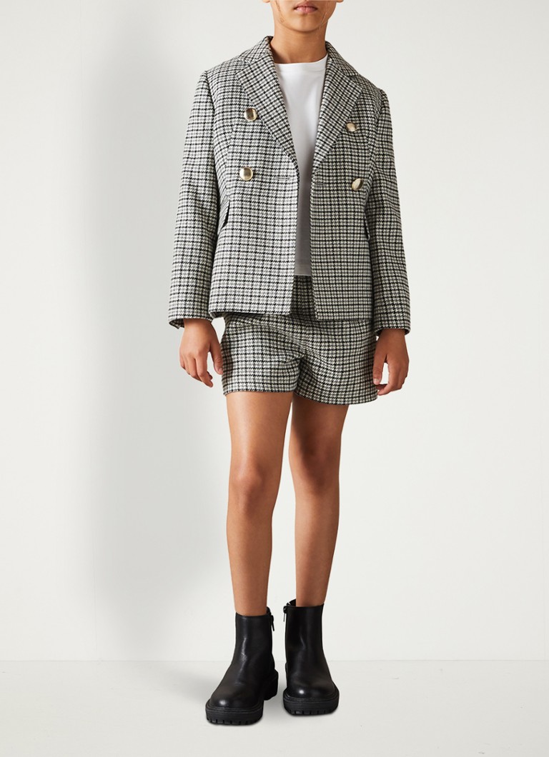 Blazer croisé Reiss Charlie en laine mélangée à motif pied-de-poule