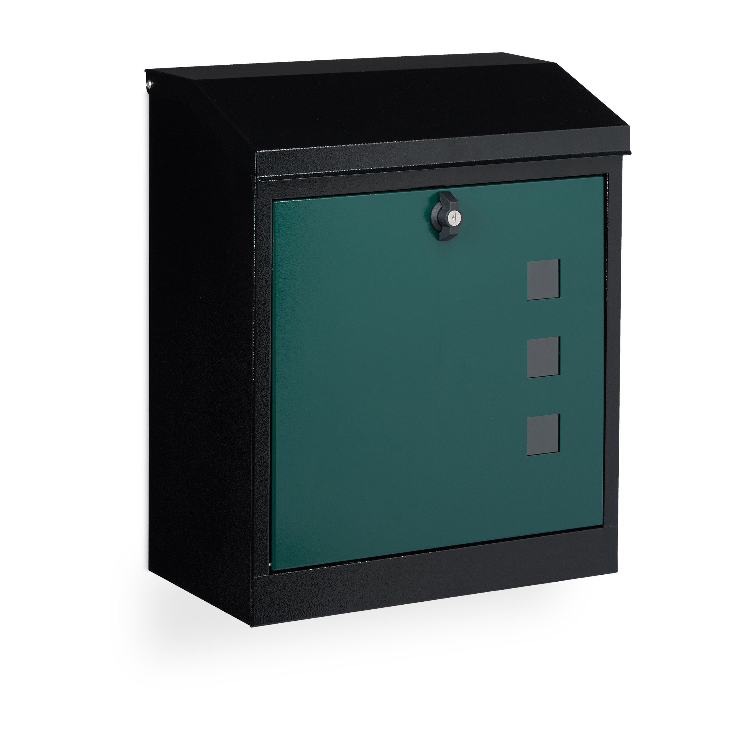 relaxdays Briefkasten Briefkasten groß, Schwarz-Grün