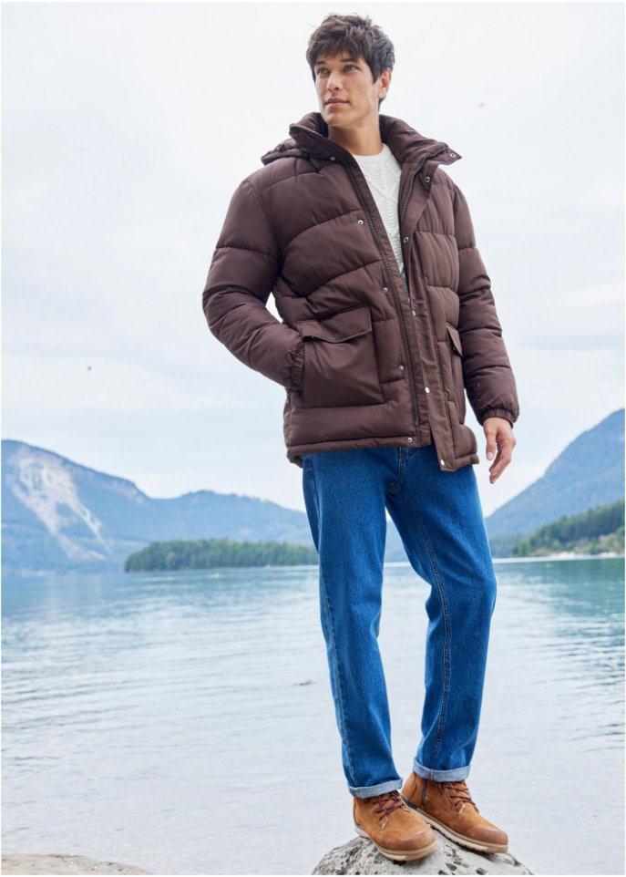 Steppjacke mit abnehmbarer Kapuze aus recyceltem Polyester