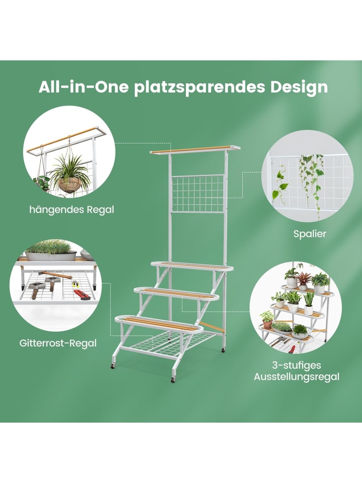 COSTWAY Pflanzenständer mit Rankgitter 175cm in Weiß günstig kaufen onesize