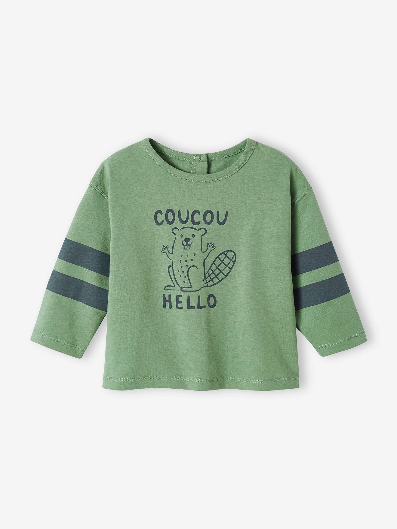 T-shirt rayé bébé manches longues vert