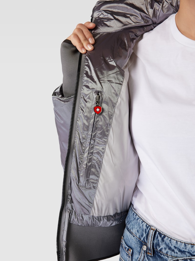 Steppjacke mit Kunstfellbesatz Modell 'HONEY' in silber
