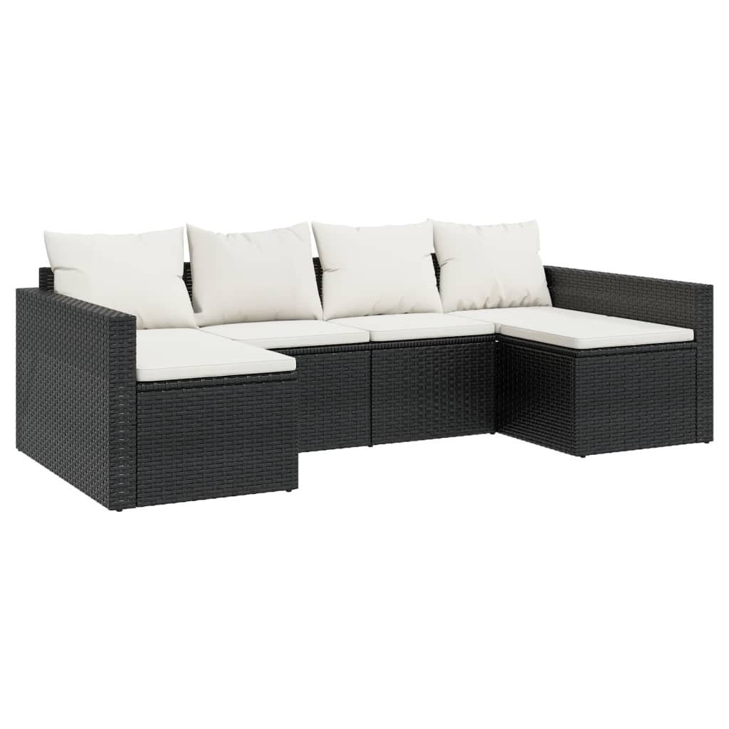 vidaXL Gartenlounge-Set 2-tlg. Garten-Lounge-Set mit Kissen Schwarz Poly Rattan, (2-tlg)