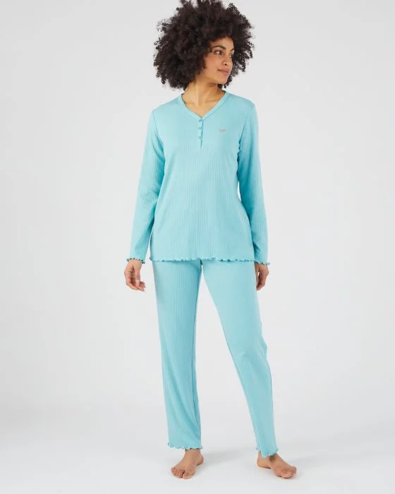 Pyjama maille interlock côtelée douce et souple