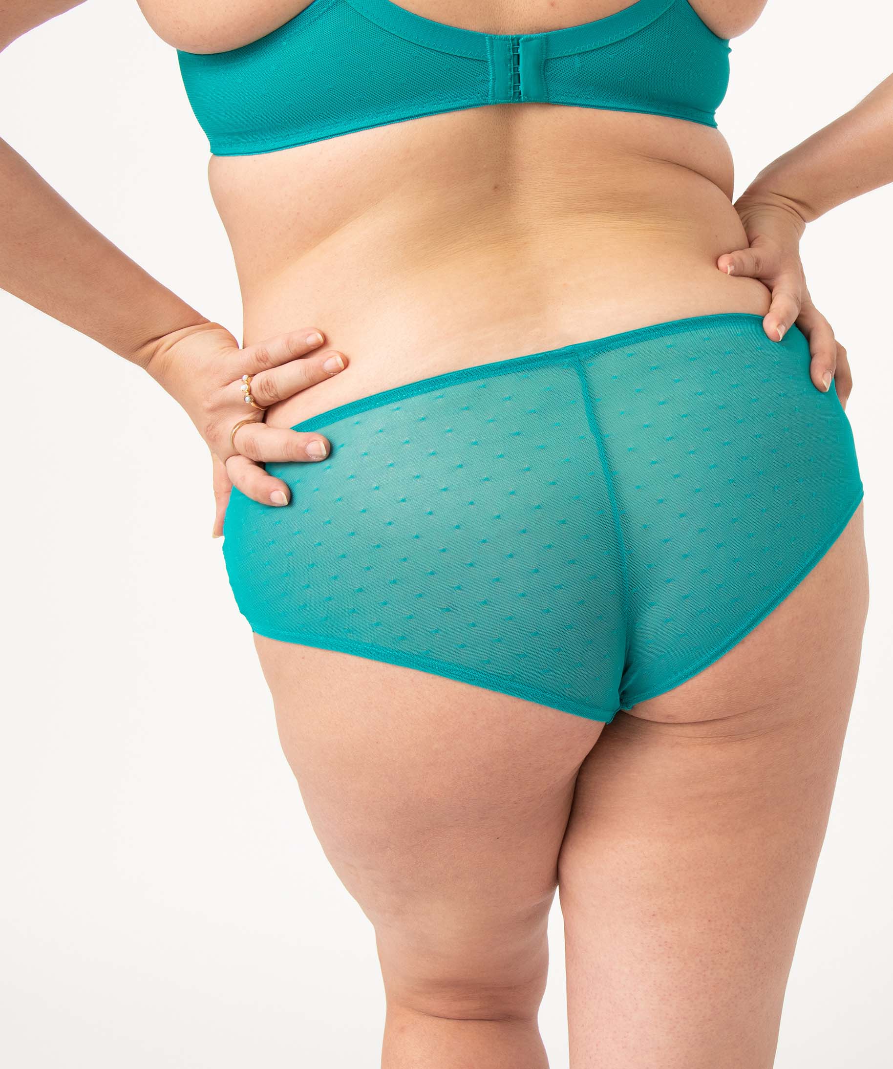 Shorty en dentelle et tulle femme grande taille vert | GEMO
