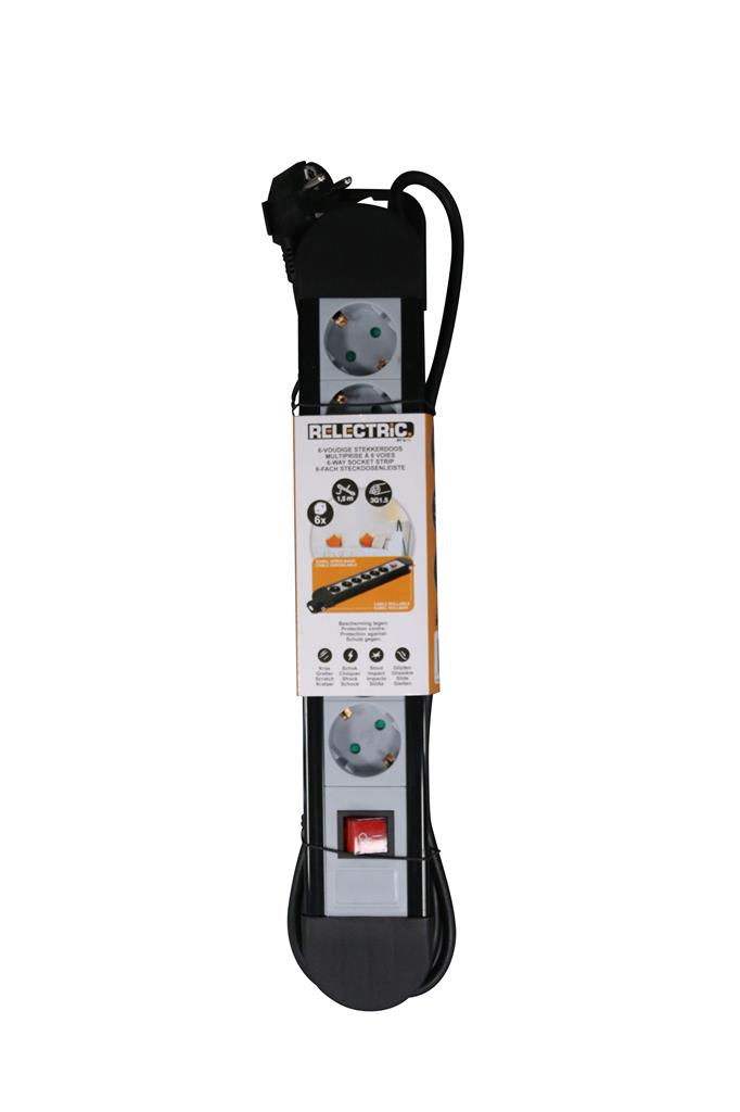 Relectric RELEC492251 Stikdåse 1,5 m 6-vejs 3 x 1,5 mm