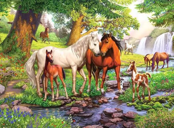 Kinderpuzzle ab 9 Jahren - Wildpferde am Fluss - 300 Teile